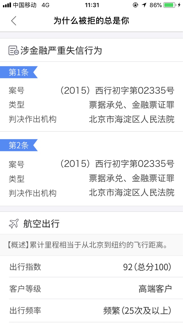 天下信用，都来查查，记录的太详细了，难怪老是拒 最近口子都下不了



87 / 作者:13亿少女梦 / 