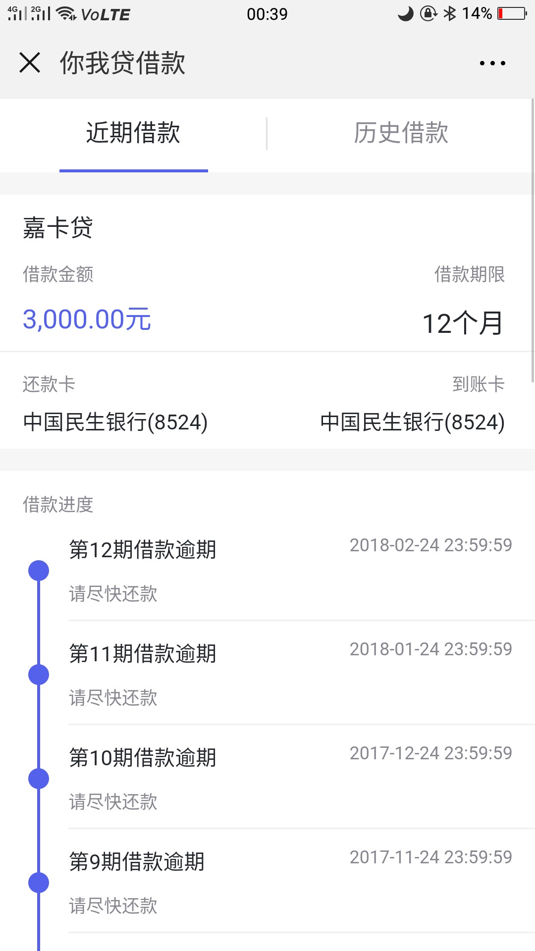 有没有人跟我说下？安逸花逾期2个月，你我贷逾期3期了，现金巴士逾期一个月，41 / 作者:jax542803462 / 