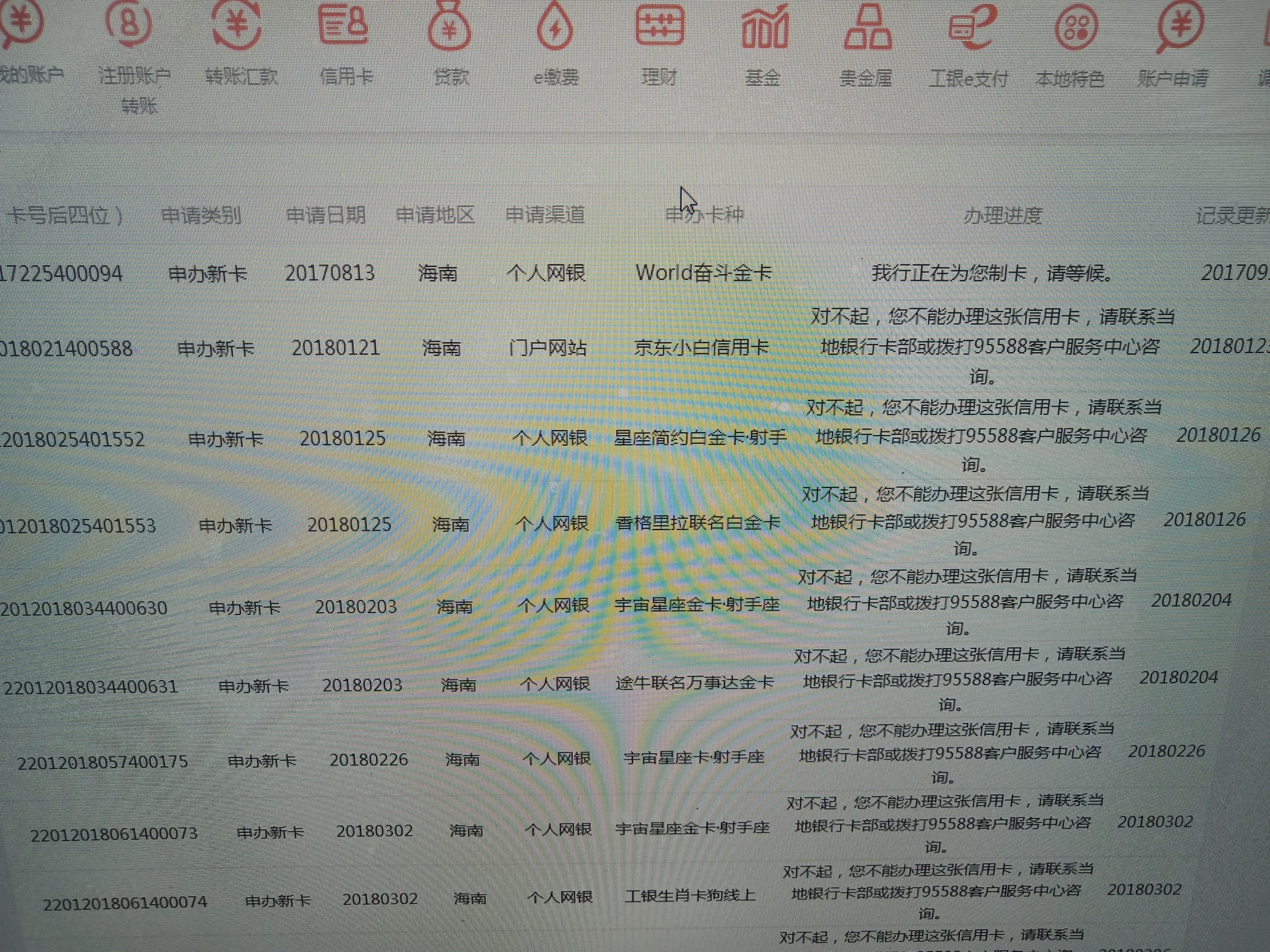 没有工商信用卡的过来看看！一个月40多次征信查询下卡好了，进去正题。先说下51 / 作者:hhhjsksnss / 