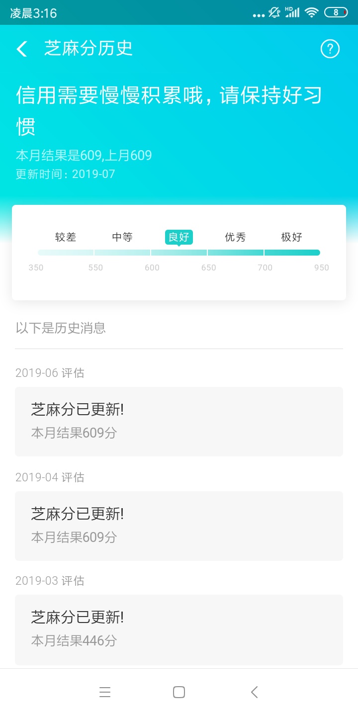 大家看我芝麻分  之前花呗逾期然后降为446  后面还了以后 芝麻分一直都没有管他  今天52 / 作者:l1986913aa / 