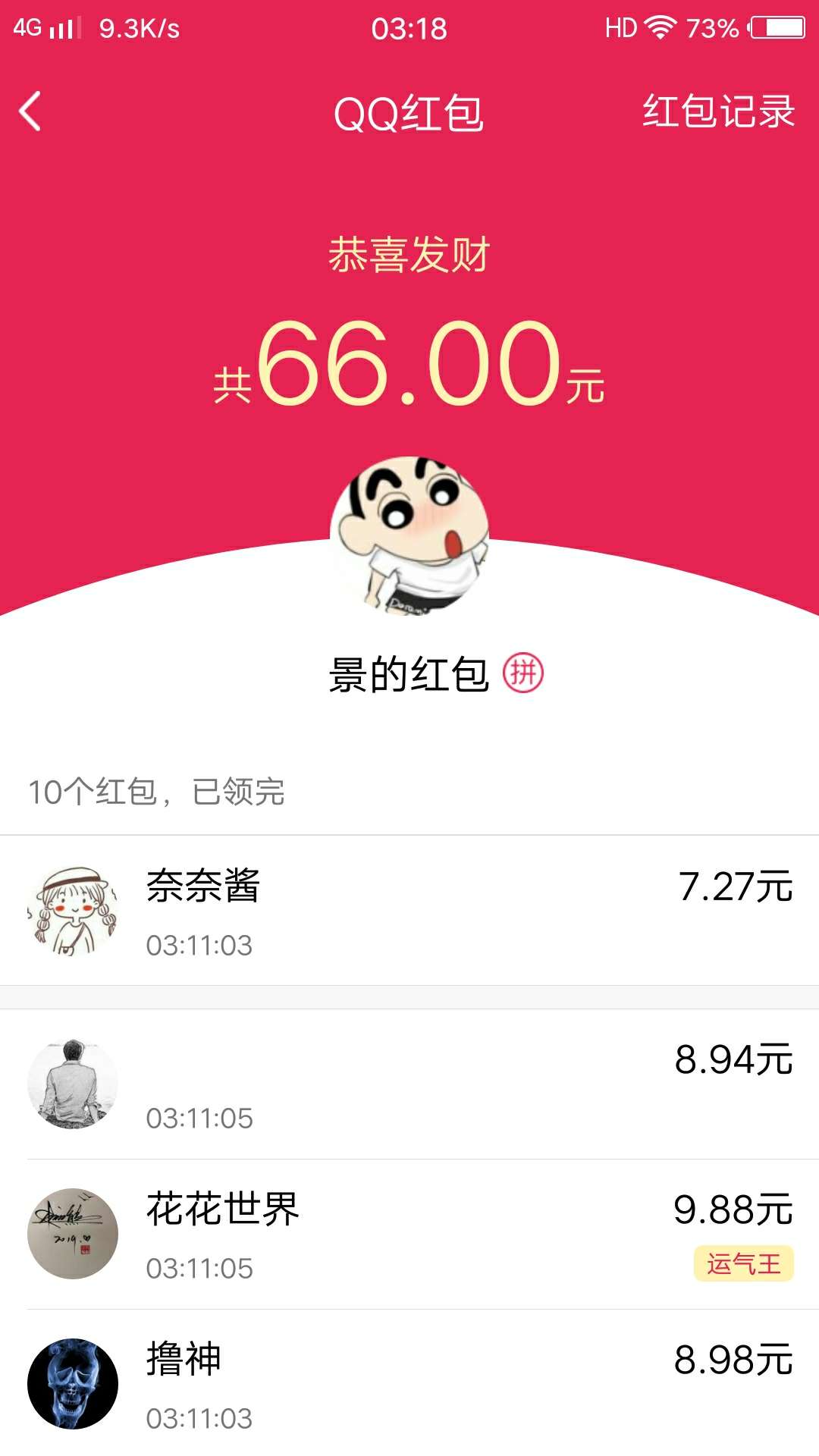 抢了个红包明天饭钱到手



53 / 作者:是否?知否 / 