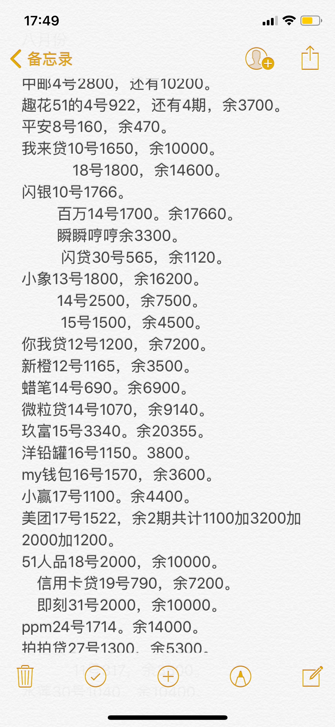 有负债比我多的呢？我的网商贷 嗨钱 钱站 360 你我贷 借呗都逾期了

94 / 作者:互撸娃娃娃 / 