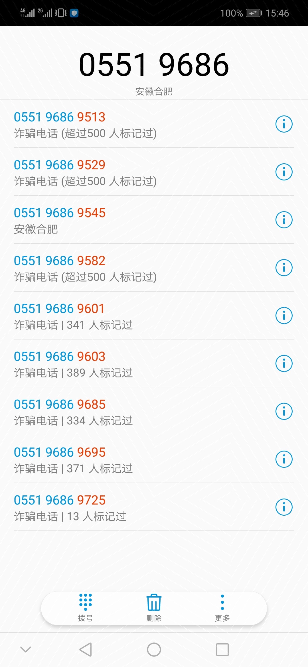 0551 9686 96，0551  9686 95这种的开头后面两位数会变的，是什么鬼电话，一个月某几10 / 作者:还会有吗 / 