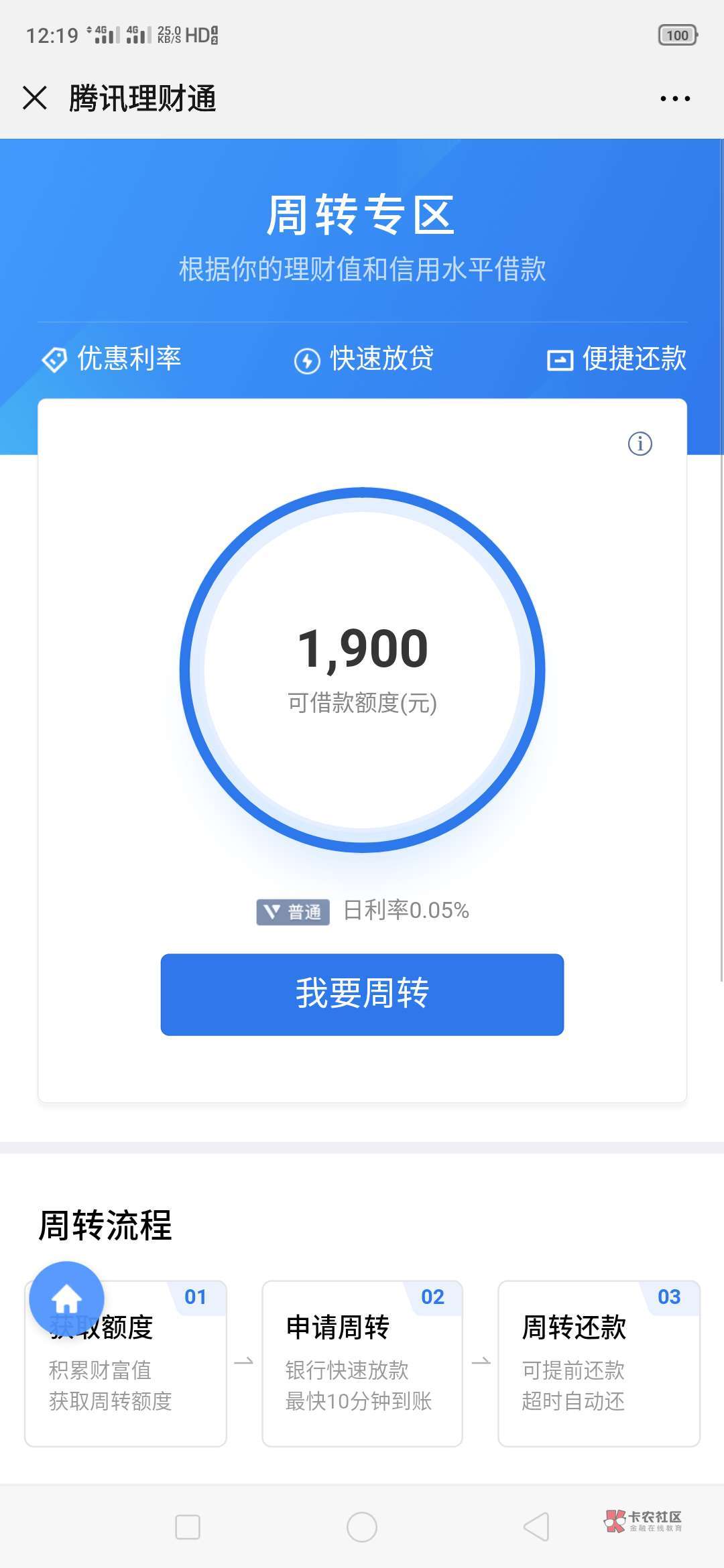 刚刚微信存入3000块钱就出现周转额度1900，可以借出来吗？

87 / 作者:马永书 / 