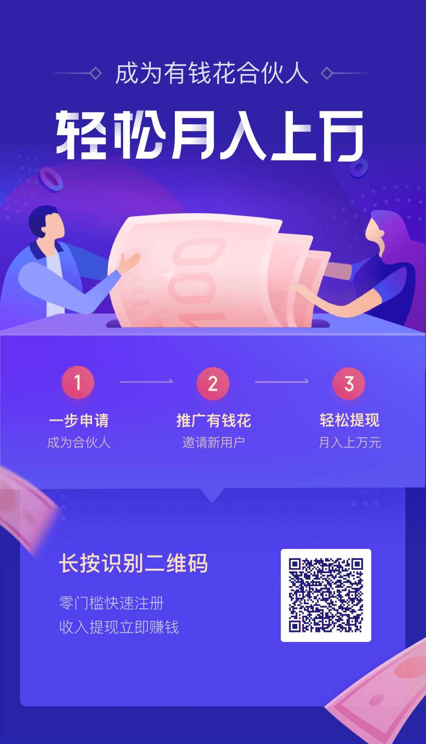 即将刷屏的百度有钱花合伙人，扫码注册开搞，你今天不搞，明天也得搞，明天不搞马上就17 / 作者:laogfd / 