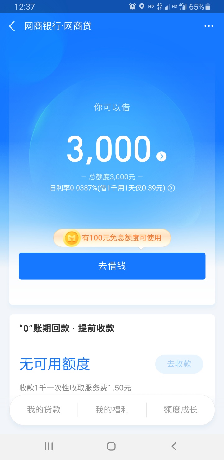 今天打開支付寶網商貸先給了我3000塊之前3萬多被關了的現在才3000塊