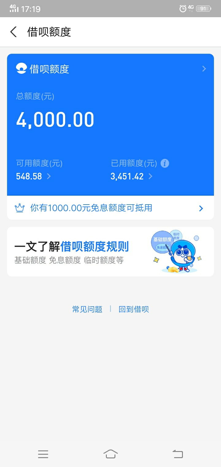 的借呗总额度6600刚刚还进去3323结果立马总额降到4000