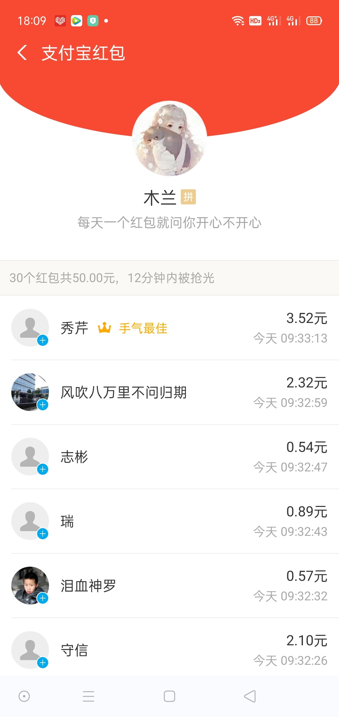 啥也不想说，反正每天9点半准时发红包，卡农里好多dog眼看人低的家伙。

0 / 作者:34920630发财 / 