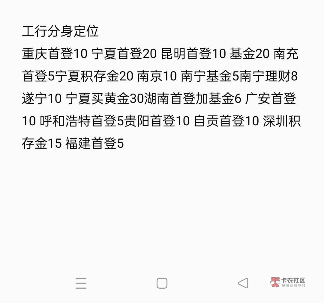 老哥们，工行首登合集，帮我看看有没有漏的

77 / 作者:倾听@ / 