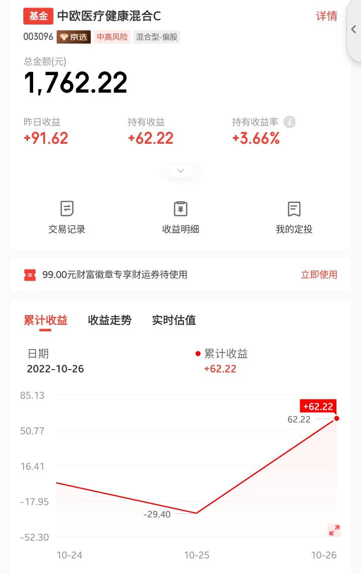 老哥们，大毛啊，京东金融领各种理财基金优惠券买基金，本金1700  撸了快100毛了全部98 / 作者:爷爷的茶好苦 / 