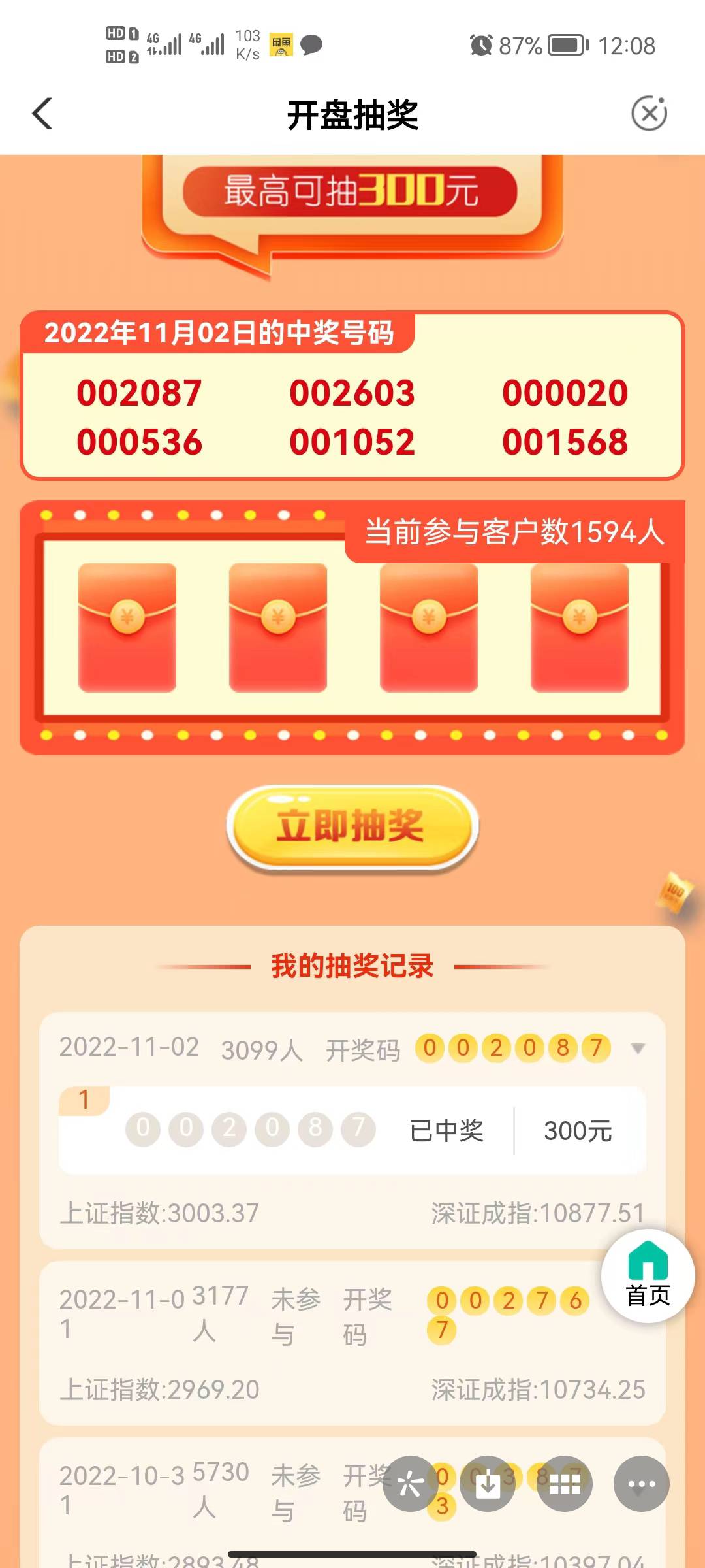 中了老哥们，第一次中300的，抽了快半年了，虽然撸中行随便一个项目都是一千以上，但18 / 作者:黄大仙11 / 