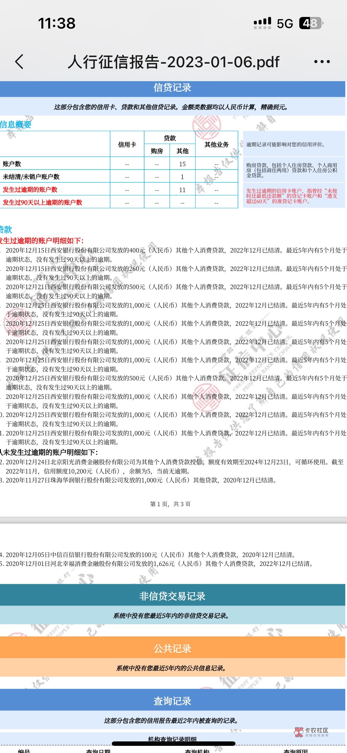 有懂的老哥们来看看我的信用报告吗，我两年前在分期乐借了一万多，我今天拉信用报告看15 / 作者:顶你接的 / 