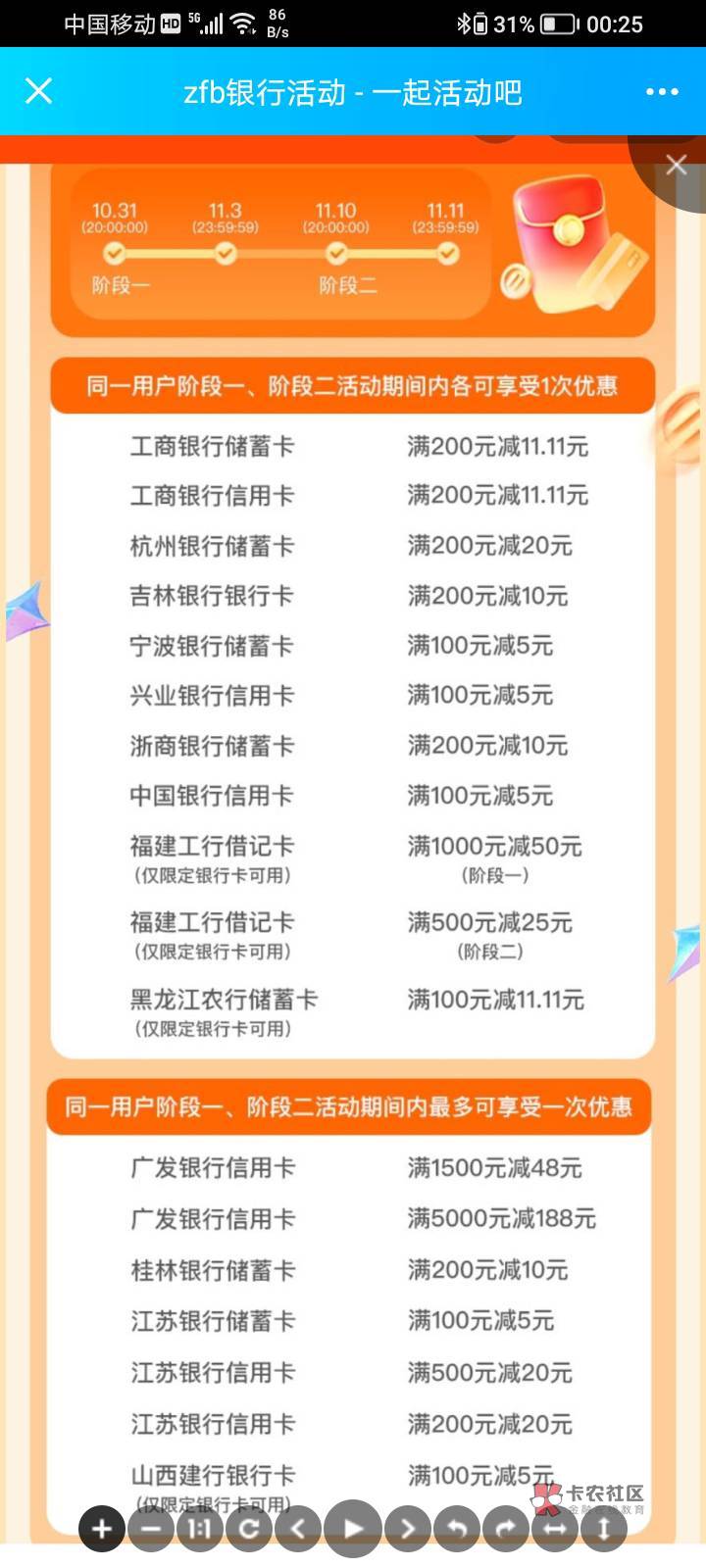 支付宝  农信日活动活动

rt，大量有，自己试

活动期间两次，今天没了明天0点继续


44 / 作者:我心意难平๓ / 