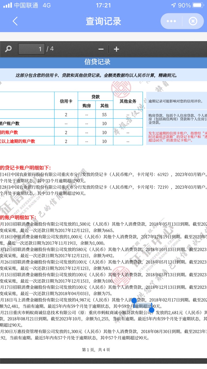 美团下款28000，花财一直未还，挂在信用报告有4年了，这四年信用卡2张降到500，借呗3w35 / 作者:撸贷专业者 / 