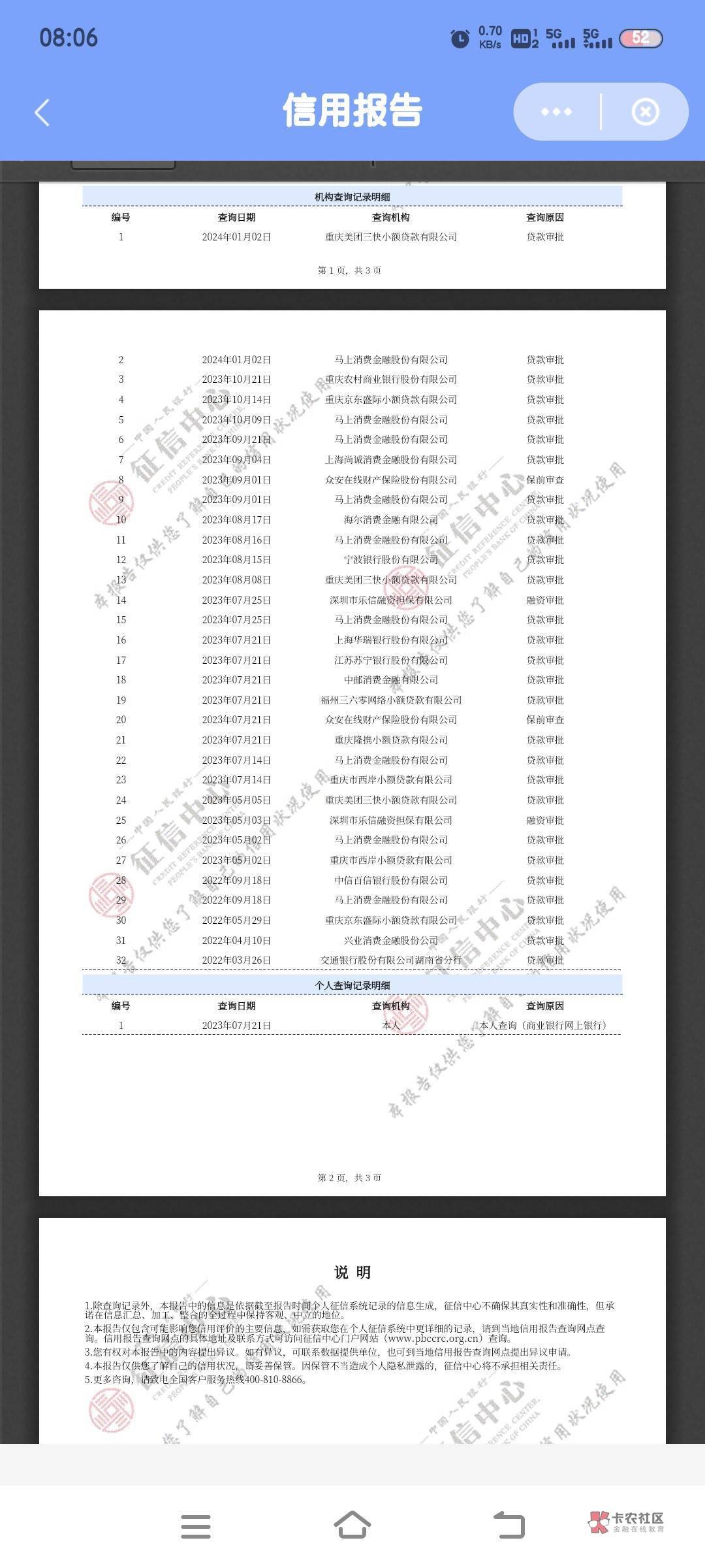 有经验的老哥帮忙看看，这报告能碰瓷信用卡吗？我百信野鸡信用报告小花钱包的2万多挂74 / 作者:gf欧克卢锯 / 