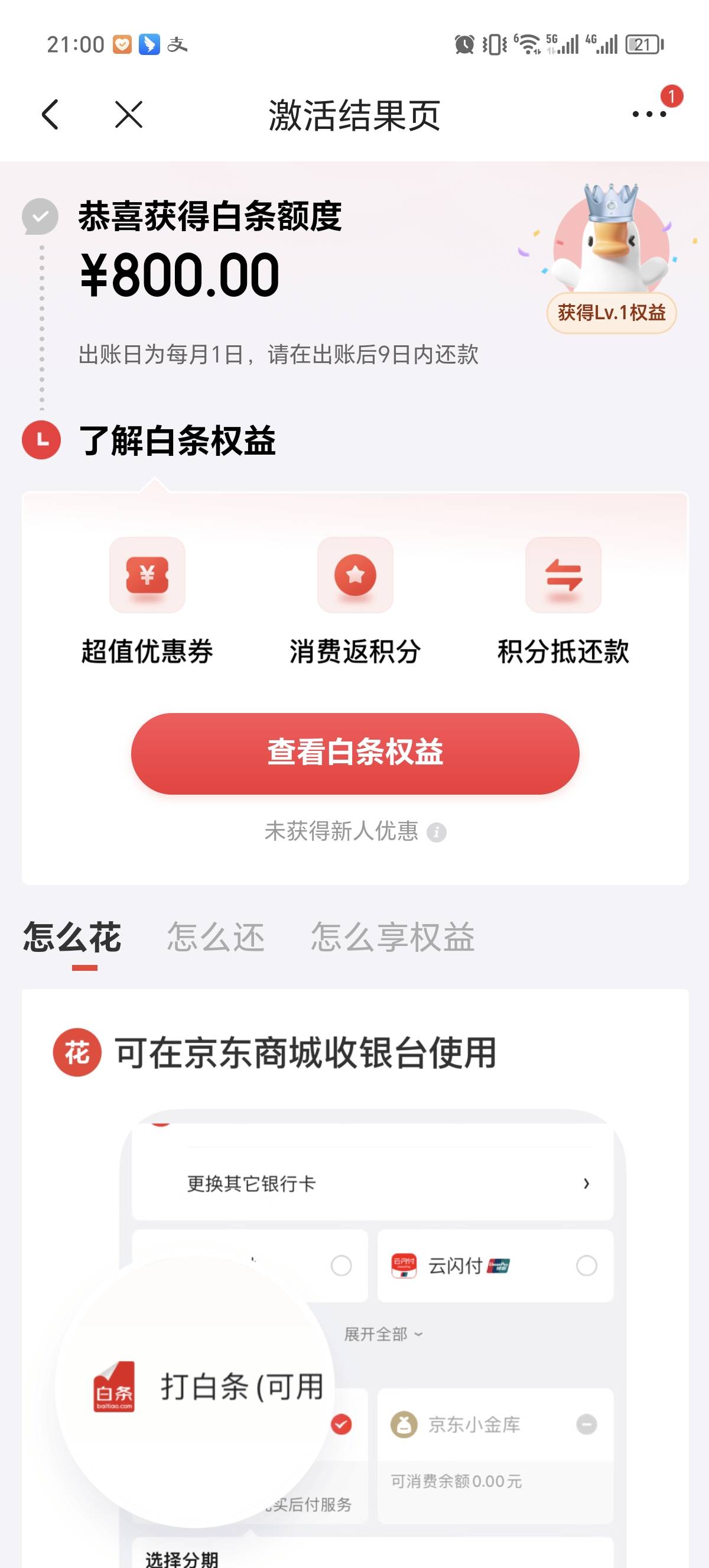 京东白条下款今天开了1500 以前从来没有额度，之前那个号...85 / 作者:炸天帮李白 / 