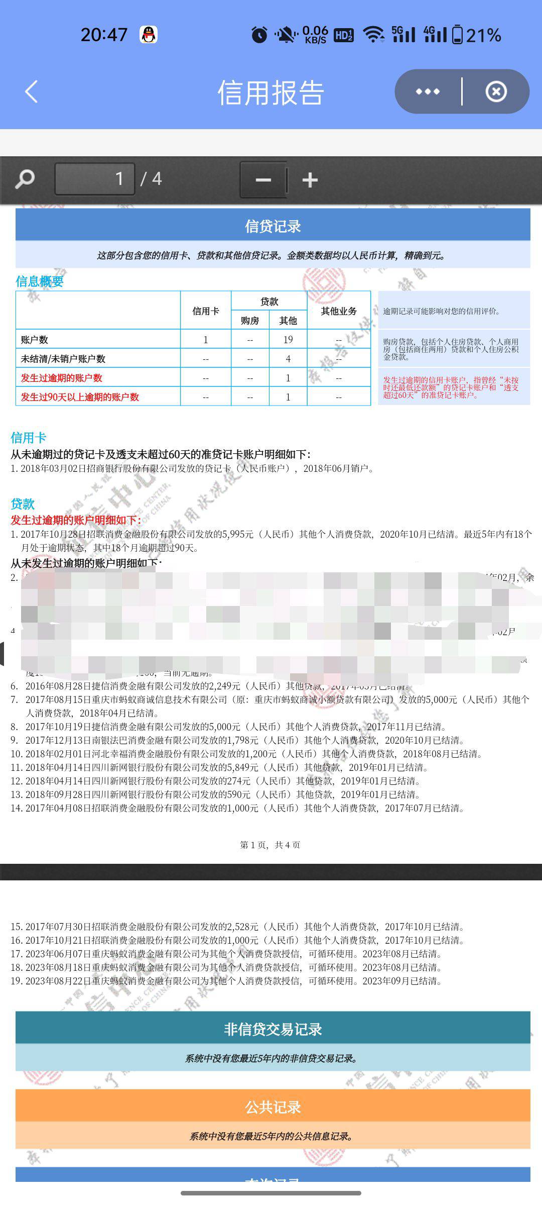 老哥们救命，麻烦帮我看下我的这个信用报告逾期记录是20年10月还清的，然后要到明年1040 / 作者:敷睿 / 