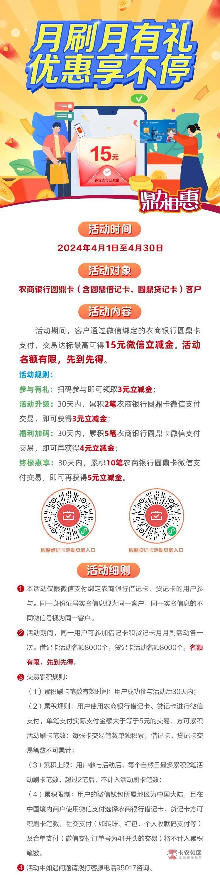 江苏农商银行月月刷15元立减金2404
微信钱包绑定江苏农商YHK，扫码参与


88 / 作者:卡羊线报 / 