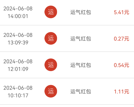 今天端午节红包真大，  2点的时候10.11 ，现在12.19 ，一会10点还有一波 估计也差不多81 / 作者:好大好大 / 