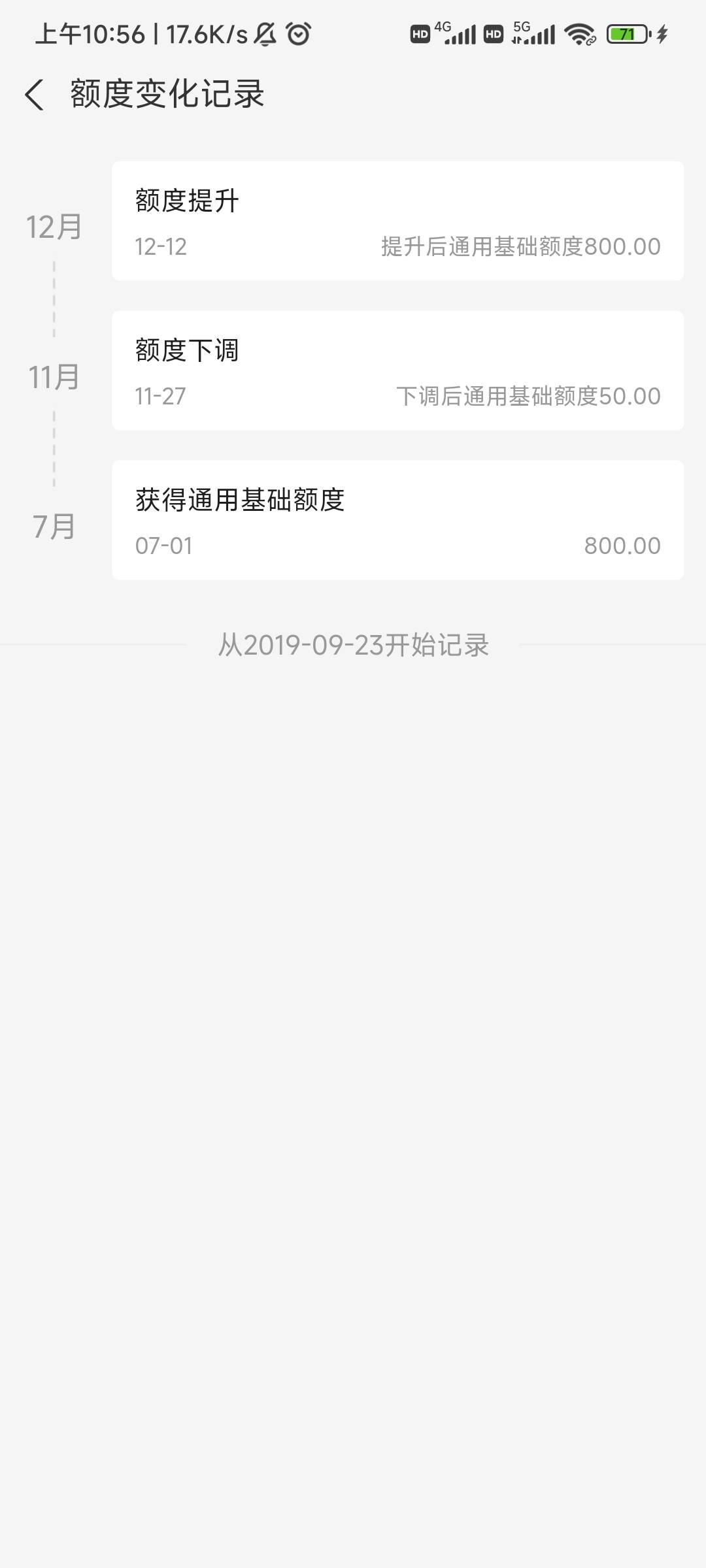 被花呗赦免了，7月份强K的，过了就好无法使用。然后上个月变50额度。刚刚看变800了。53 / 作者:后来我也没遇见 / 