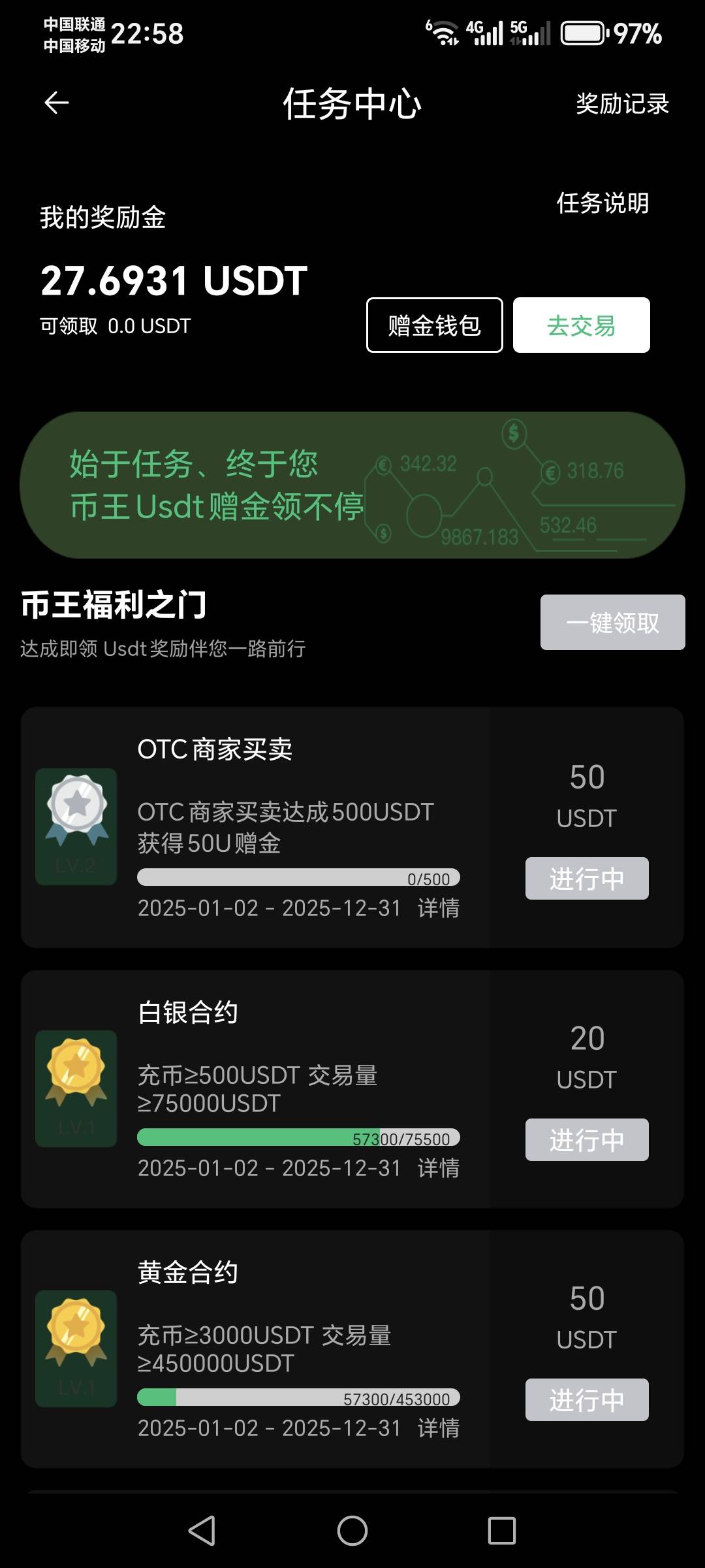 你们都是怎么把赠金打到100u的，我总共充了207u才挣100多块钱



87 / 作者:云淡风清158900 / 