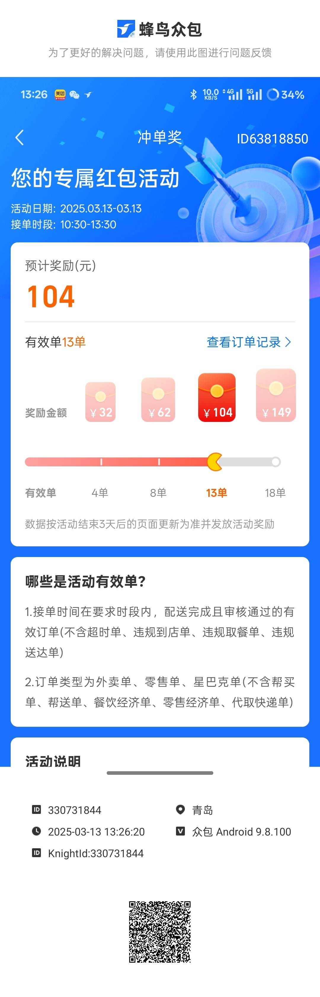 爽了兄弟们三个小时176，这饿了么活动真给力啊，晚上还有100爽了，估计境内能破500


4 / 作者:时间就是就睡觉 / 