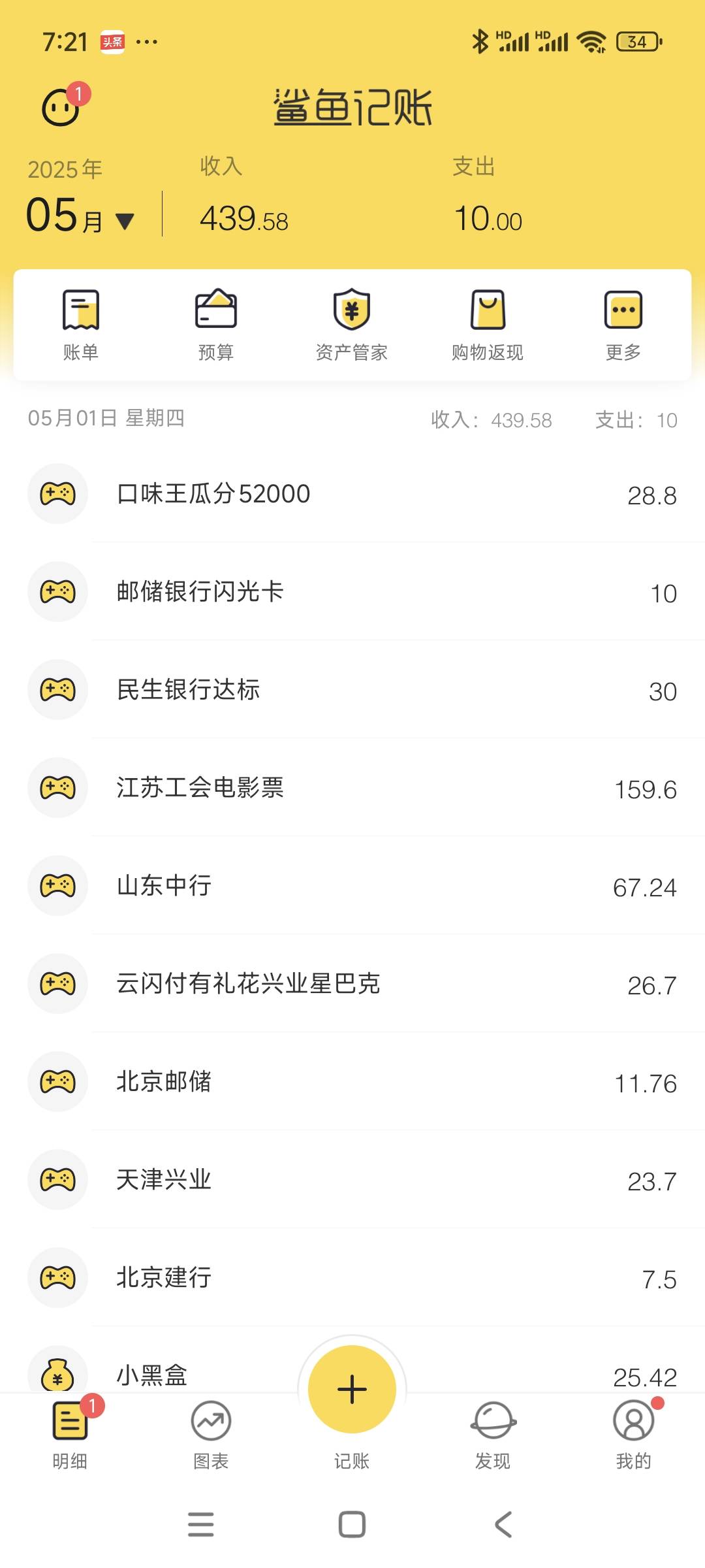 今天大毛是江苏工会兑了四张50电影票，其实100的买35的更合适，但是不让退。润了159.696 / 作者:安定很吉祥 / 
