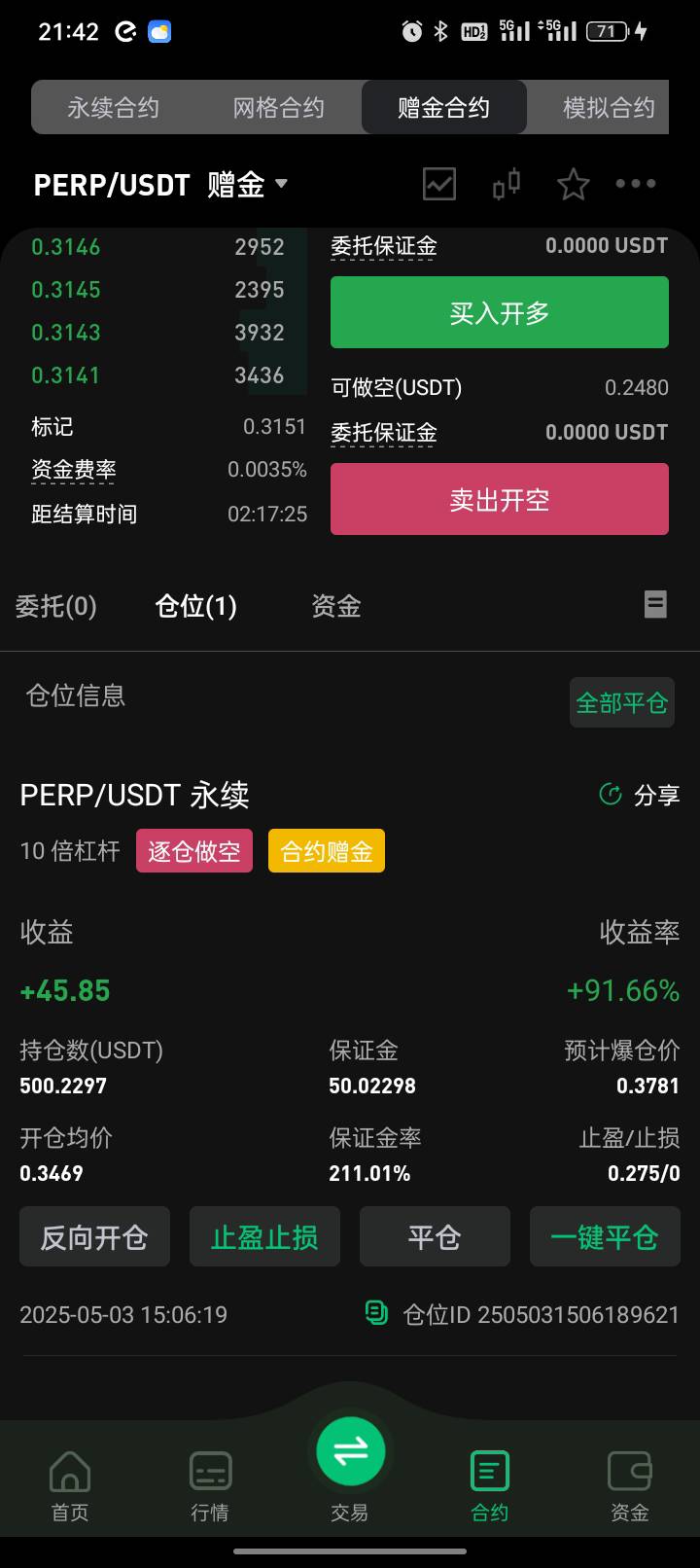 你们昨天就做空PERP的是不是已经都收了，搞个红包庆祝一下啊

76 / 作者:CDK / 