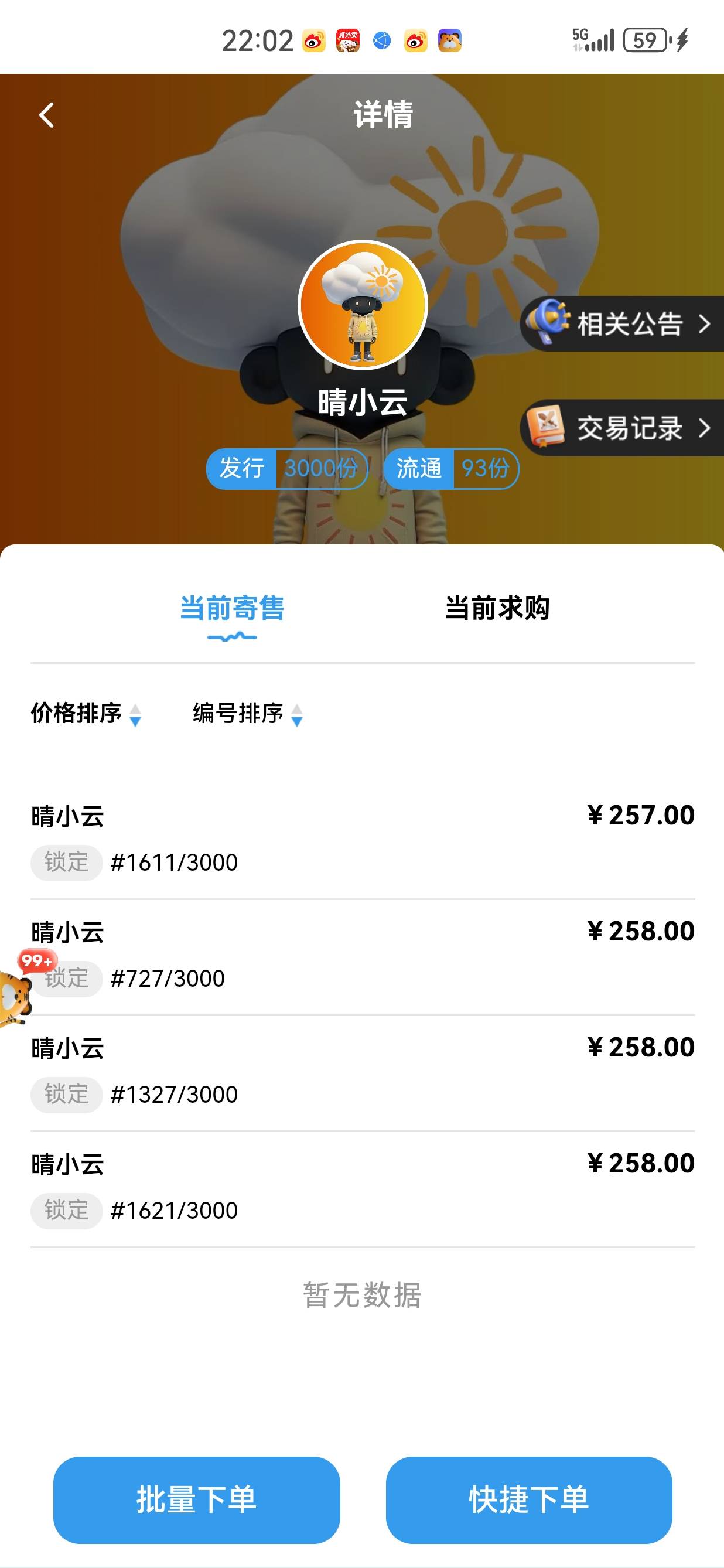 云盒晴小云258了，拍断大腿，昨天68早早跑了

61 / 作者:懂哥 / 