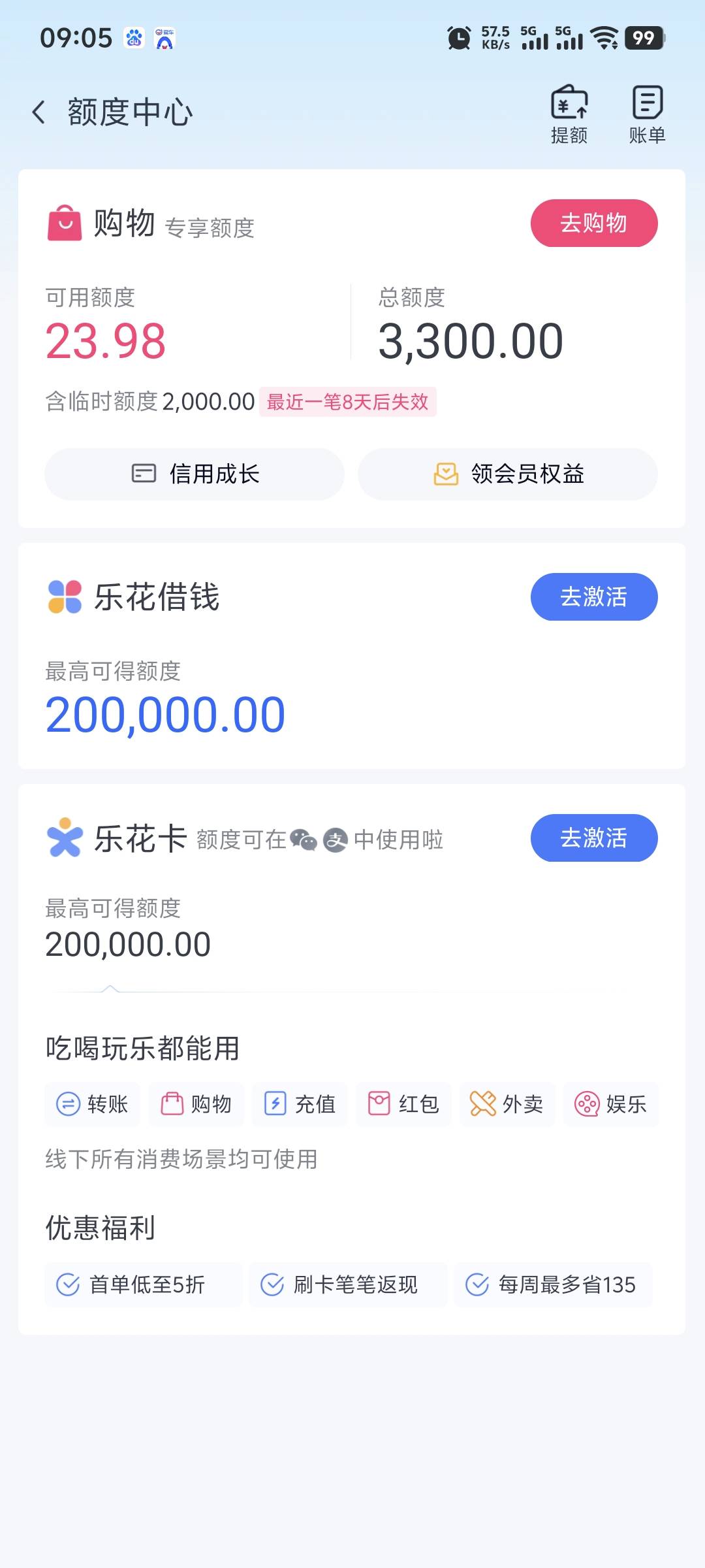 到手1700，分期乐购物额度提临时额度2000，昨天晚上突然想起打开看一下一看提了2000，33 / 作者:不服就干生死看淡 / 