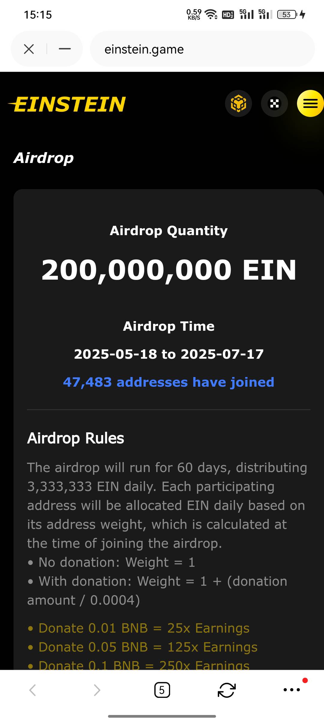 爱因斯坦币第二期2亿个5月18号开始空投60天，第一期5千万已在中本聪空投完毕，已经上66 / 作者:论迹不论心 / 
