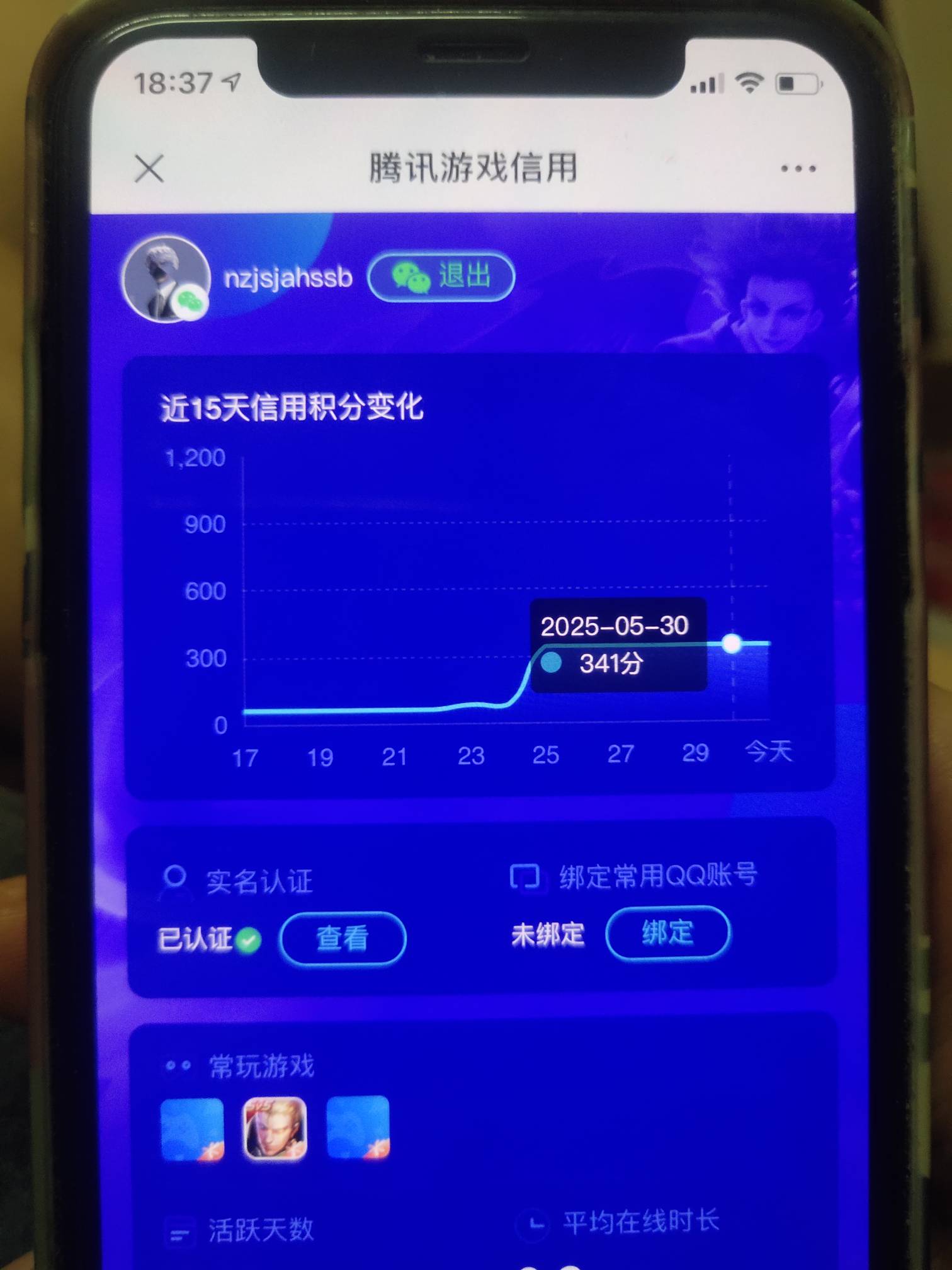 腾讯信用分，恢复了一个！


97 / 作者:loooco66 / 