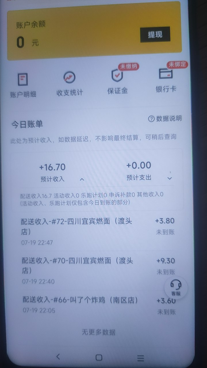 众包第一单9.6抢的（含6块红包雨）  结果特么的送到没了  吞了6块明天大战客服

98 / 作者:酒伴残烟 / 