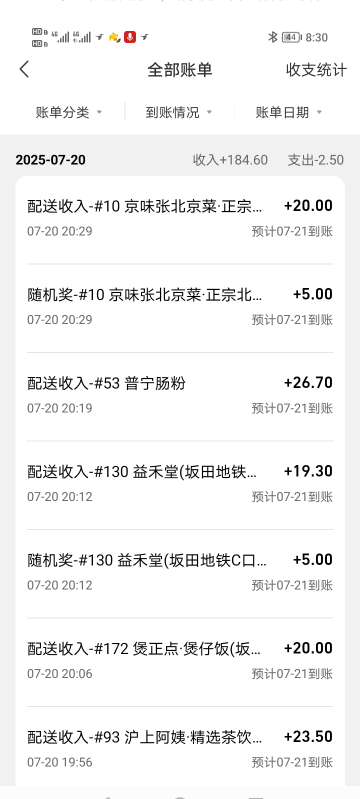 真舒服饿了么一波8单184，全是20以上1单，坐标深圳

67 / 作者:为之奈何 / 