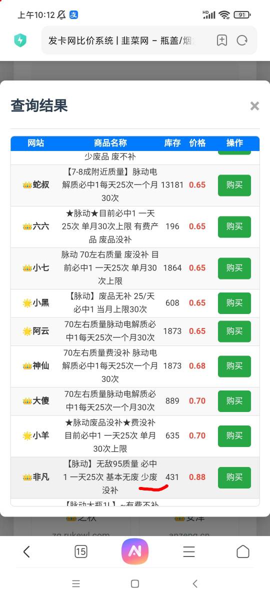 笑死了，0.88一个，买还有税钱。一个你赚0.1
废一个，九个白玩。
那些0.6-0.7的，前几60 / 作者:八呀七 / 