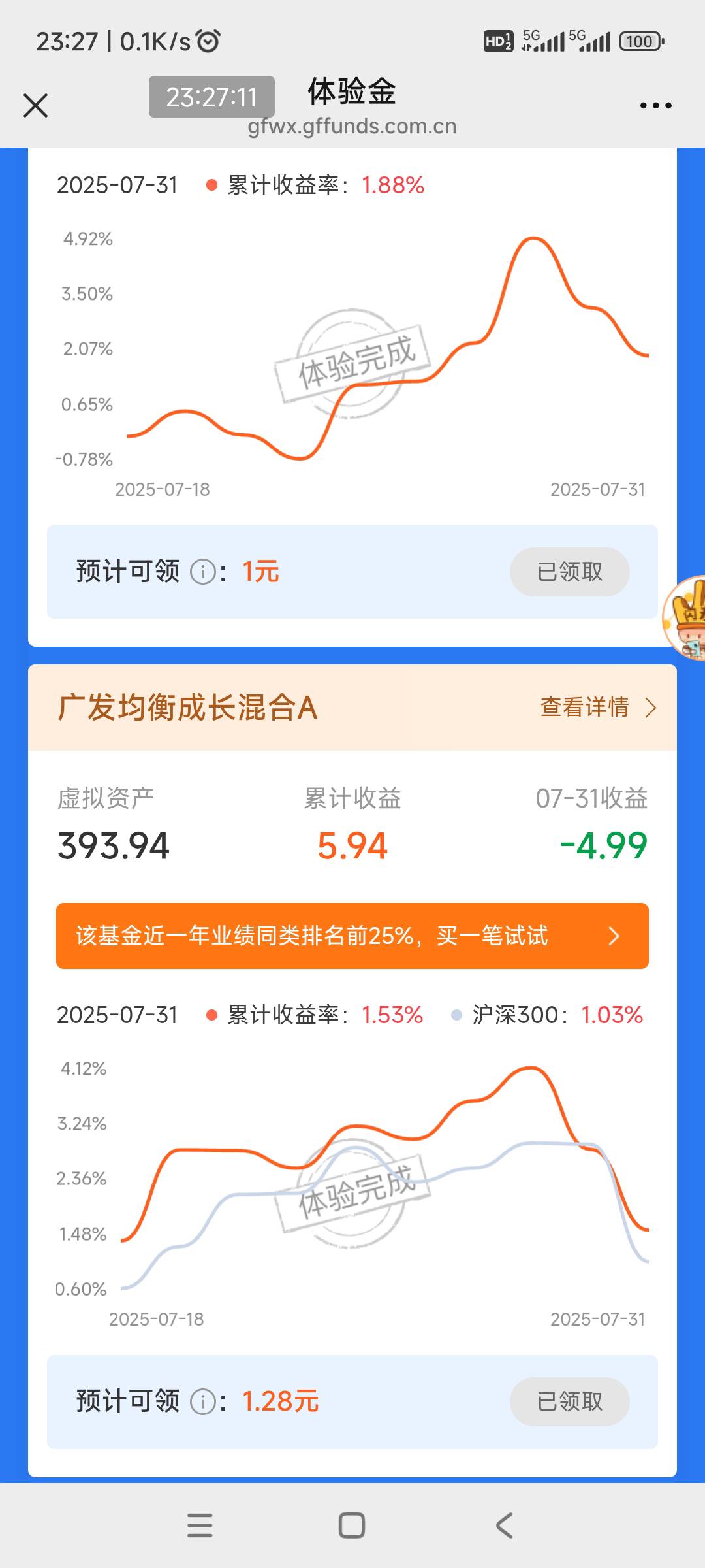 广发的体验金，记得领 要手动挡，只有1+1.28



13 / 作者:回忆如烟烟如梦 / 