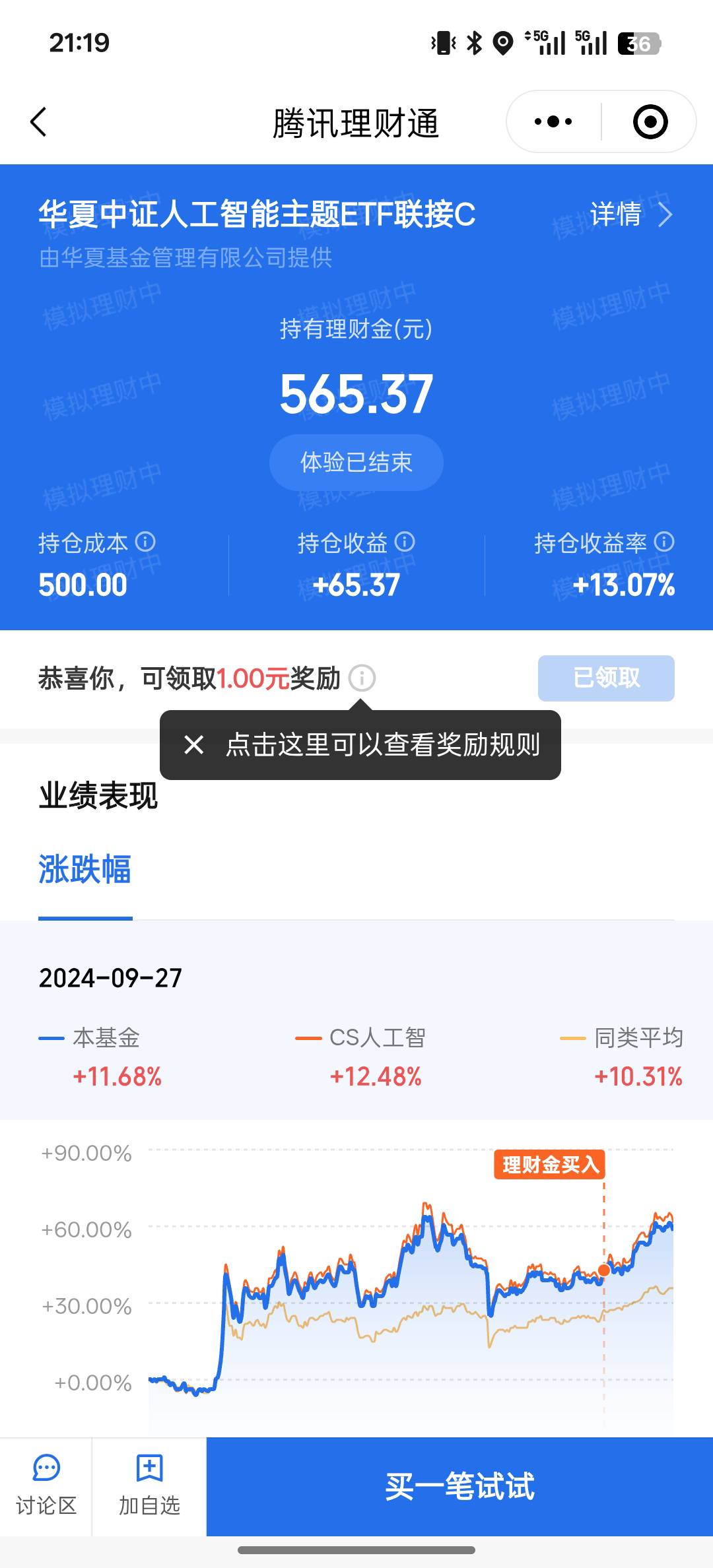 上个月腾讯理财通收益可以领取了，多号的发财了

82 / 作者:Myc。 / 