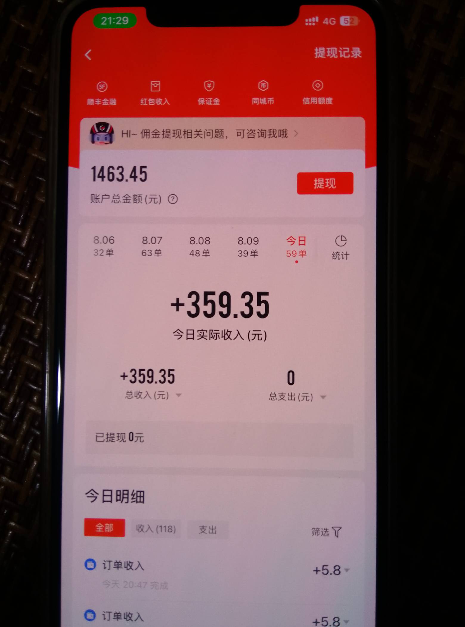 好累啊，十几年躺平du神沦落送外卖，，没经验凑合有点体力。新手忙碌五天挣得血汗钱。63 / 作者:墨镜探长 / 