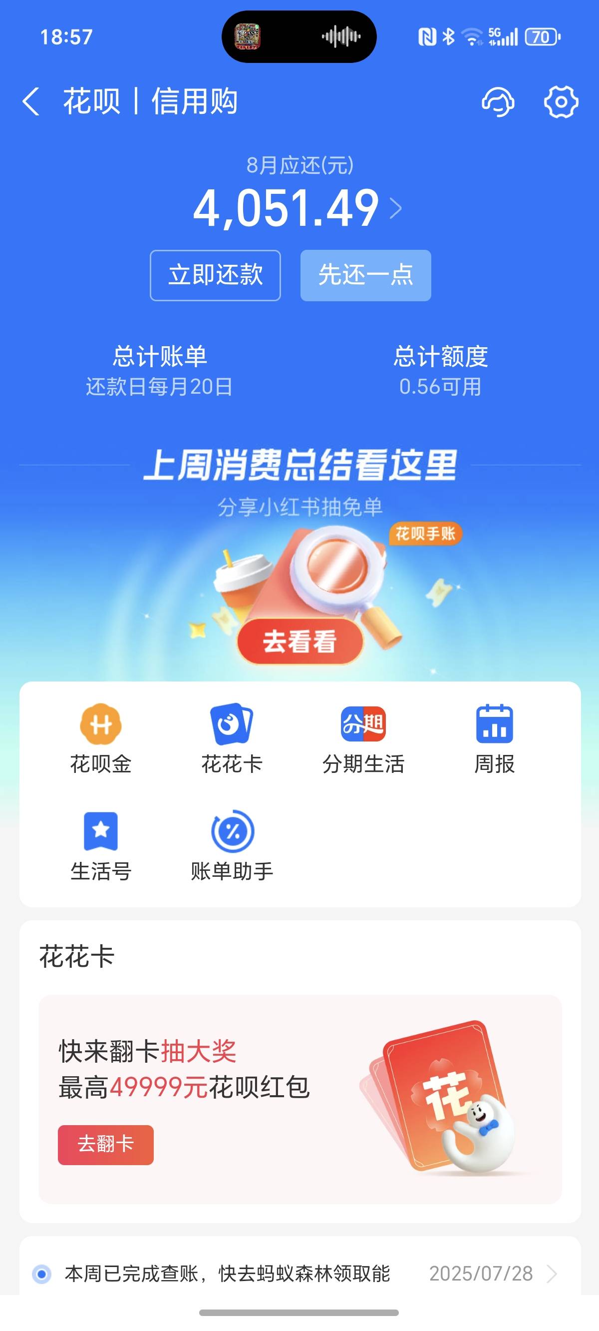 来张花呗待还的图，有打然赏
63 / 作者:专业诈骗犯 / 