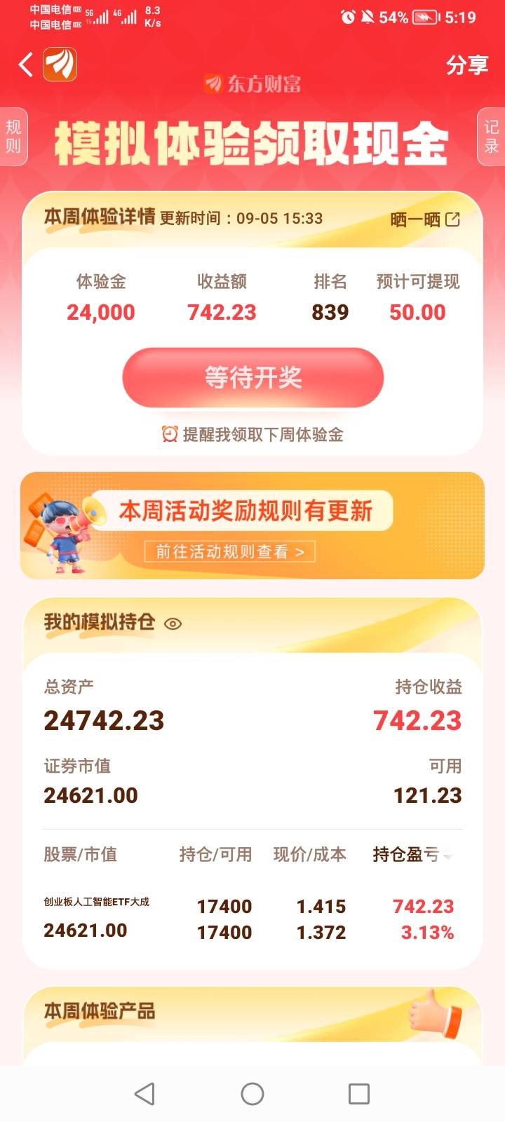 东方前面几天都没买，昨天看见创业跌到-6%点几，想着明天还有一天，不可能再跌了，果77 / 作者:这个世界狠毒 / 