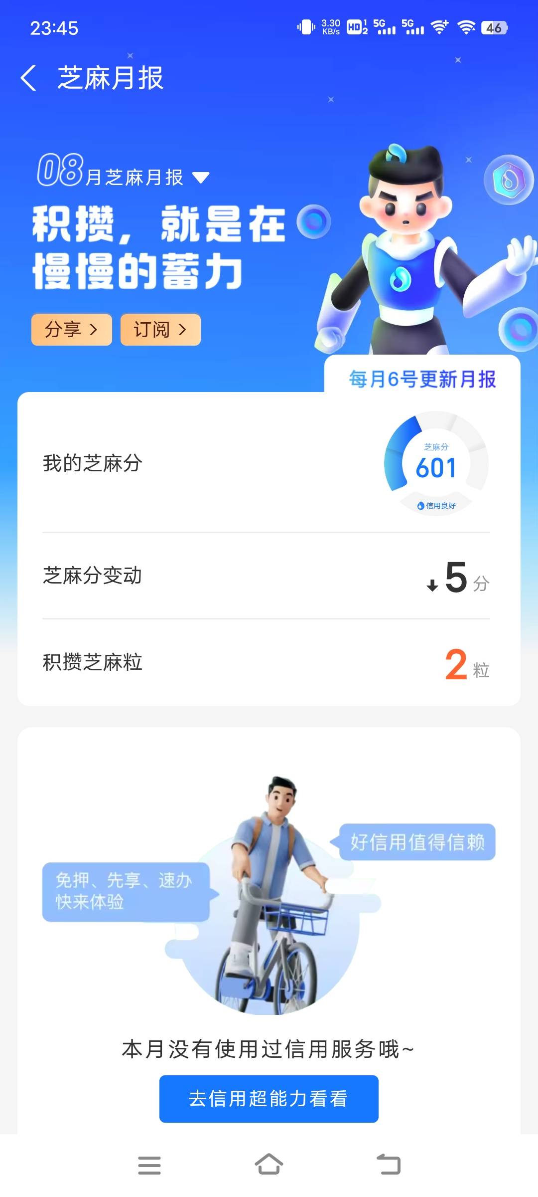 支付宝芝麻分半年没涨，最近连续掉四周一周掉1分，虽然说现在分没啥用，但我也没逾期99 / 作者:子虚唯1 / 