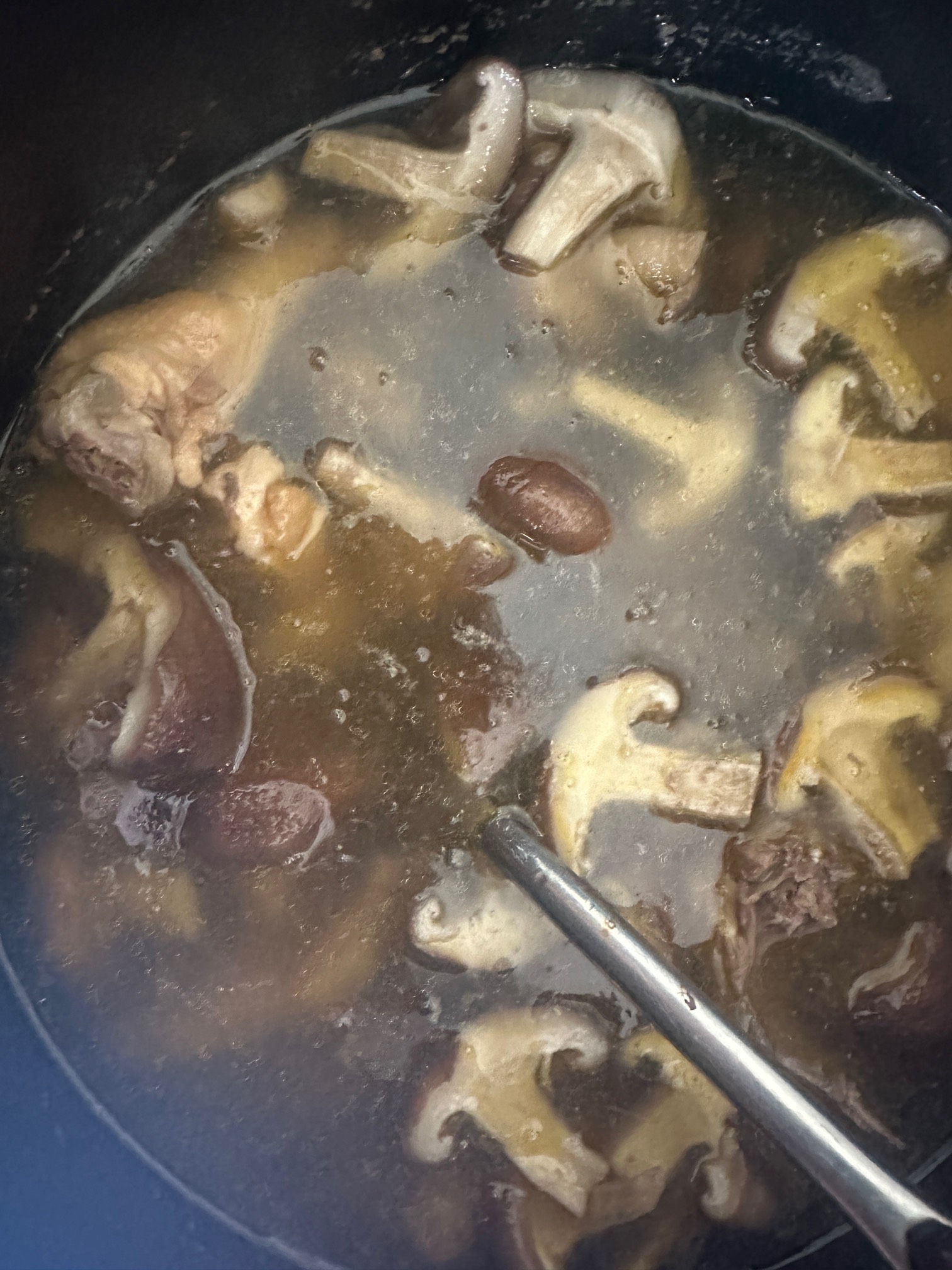 吃饭了老哥们，半只鸡香菇炖汤，又买了20猪头肉

66 / 作者:太难了～— / 
