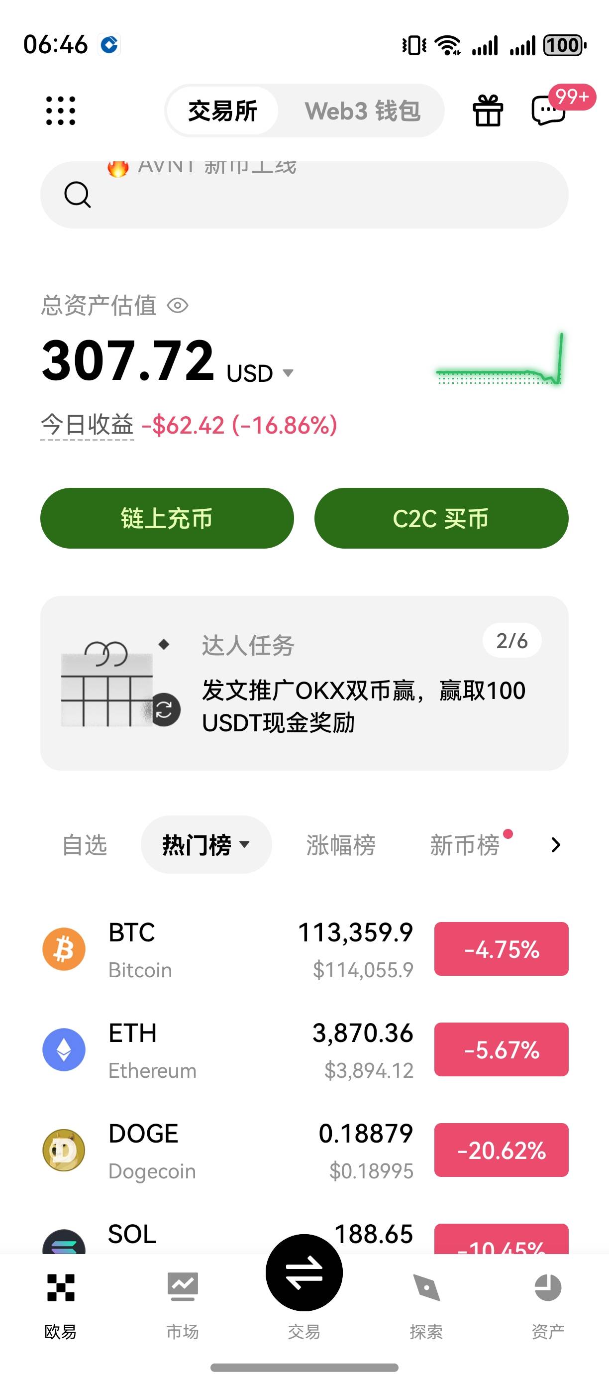 天塌了  睡觉听到手机震动 我就感觉是爆仓信息  没了几百 又追加2000买涨

74 / 作者:zvm1 / 