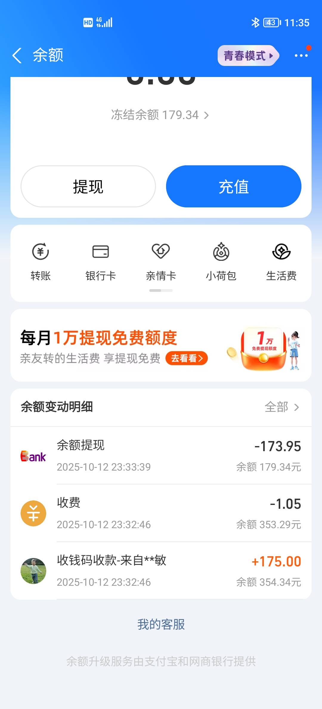 这哥们儿也是狠人，转我175还扣了一块，原来是他用花呗给我转的，还有服务费，没钱了29 / 作者:可以的xx / 