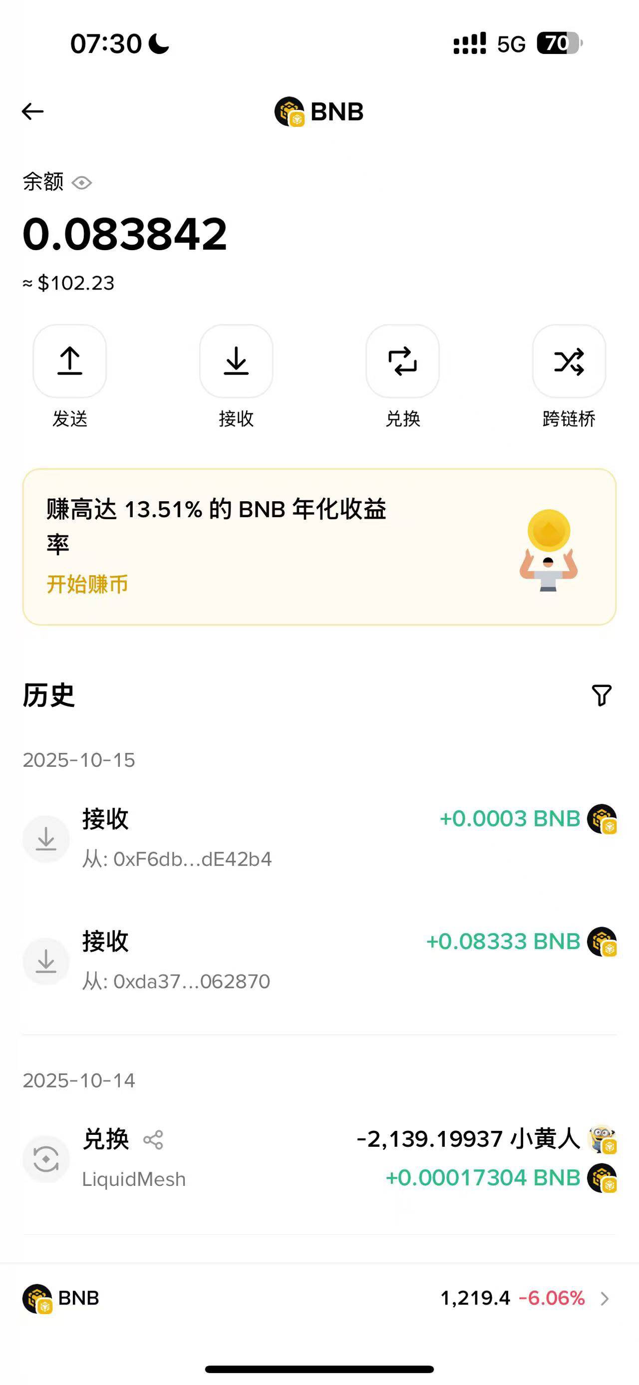 币安发钱了，上周有在币安钱包交易过meme的才有，我用的钱包bsc玩的。看到别人领真羡48 / 作者:YukiXX / 
