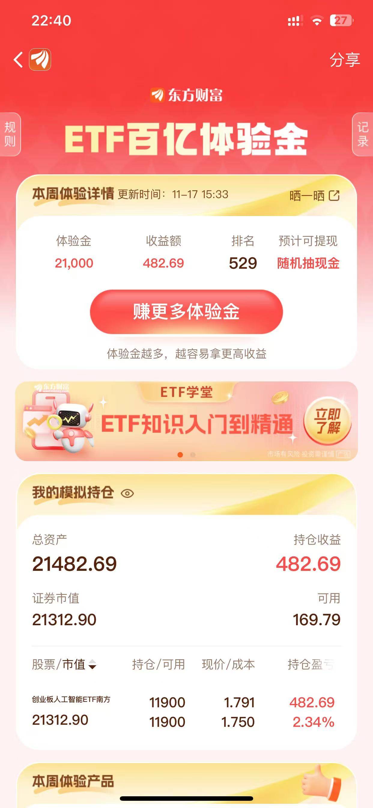 吃了体验金少的亏，不然我就是第一名，第一名收益率才2.32%，我2.34%

74 / 作者:oooll / 