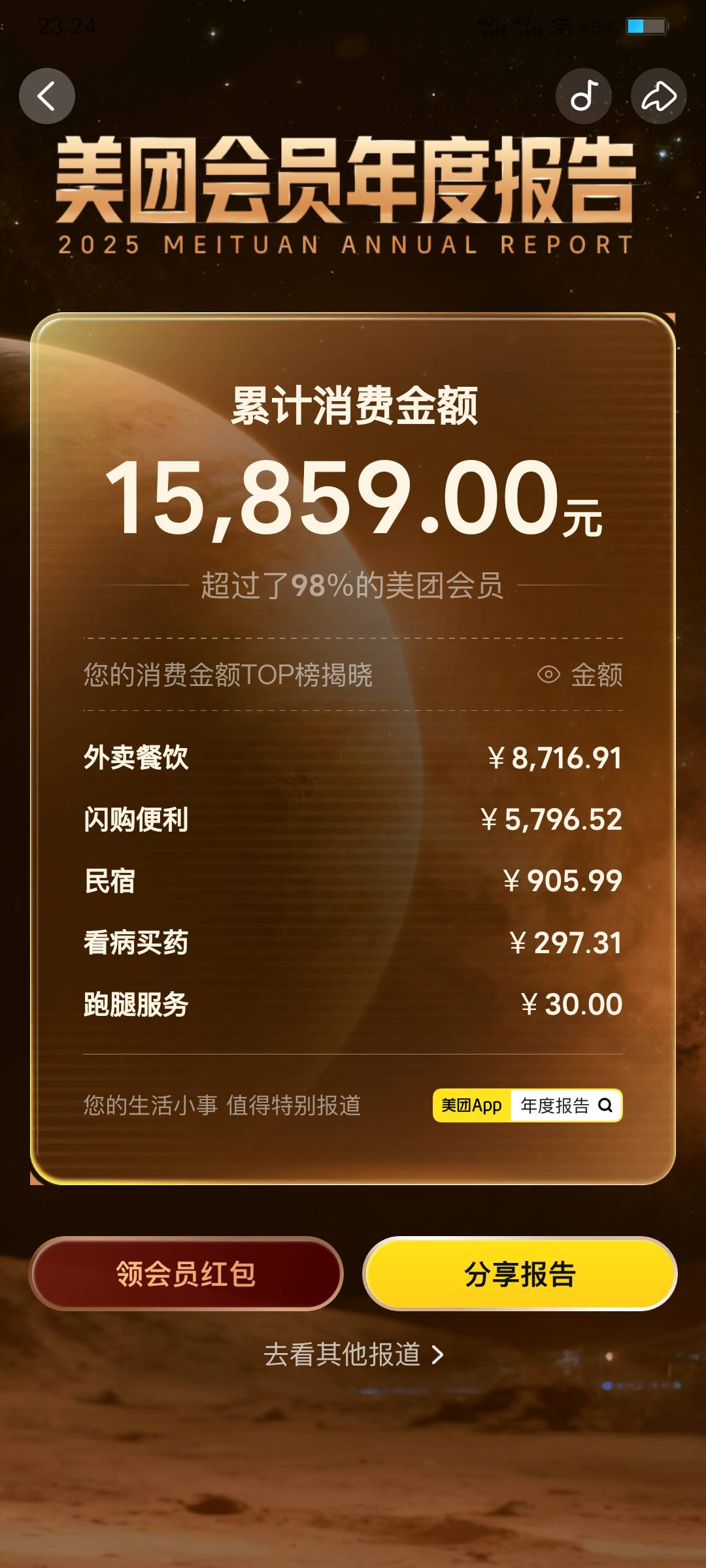 今年钱全花美团上了。

34 / 作者:姜宁堰 / 