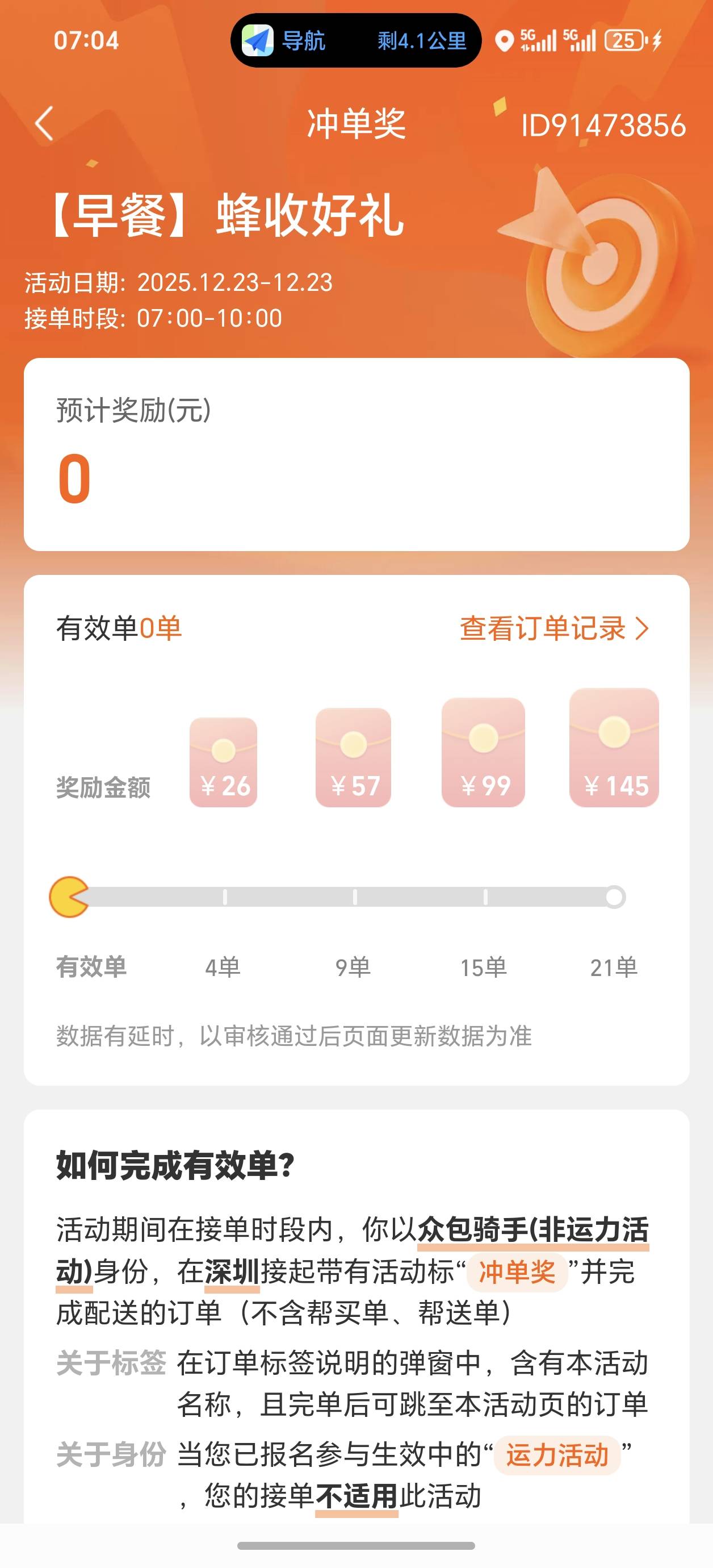 5点起床干外卖，今天运气好两个小时跑了三百多，早晨的活动继续搞起可惜拒单快用完了
13 / 作者:北洋猛虎 / 