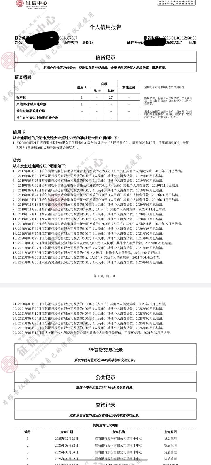 跟风老哥们查征信，来看看我黑不黑

88 / 作者:当狗不丢人 / 