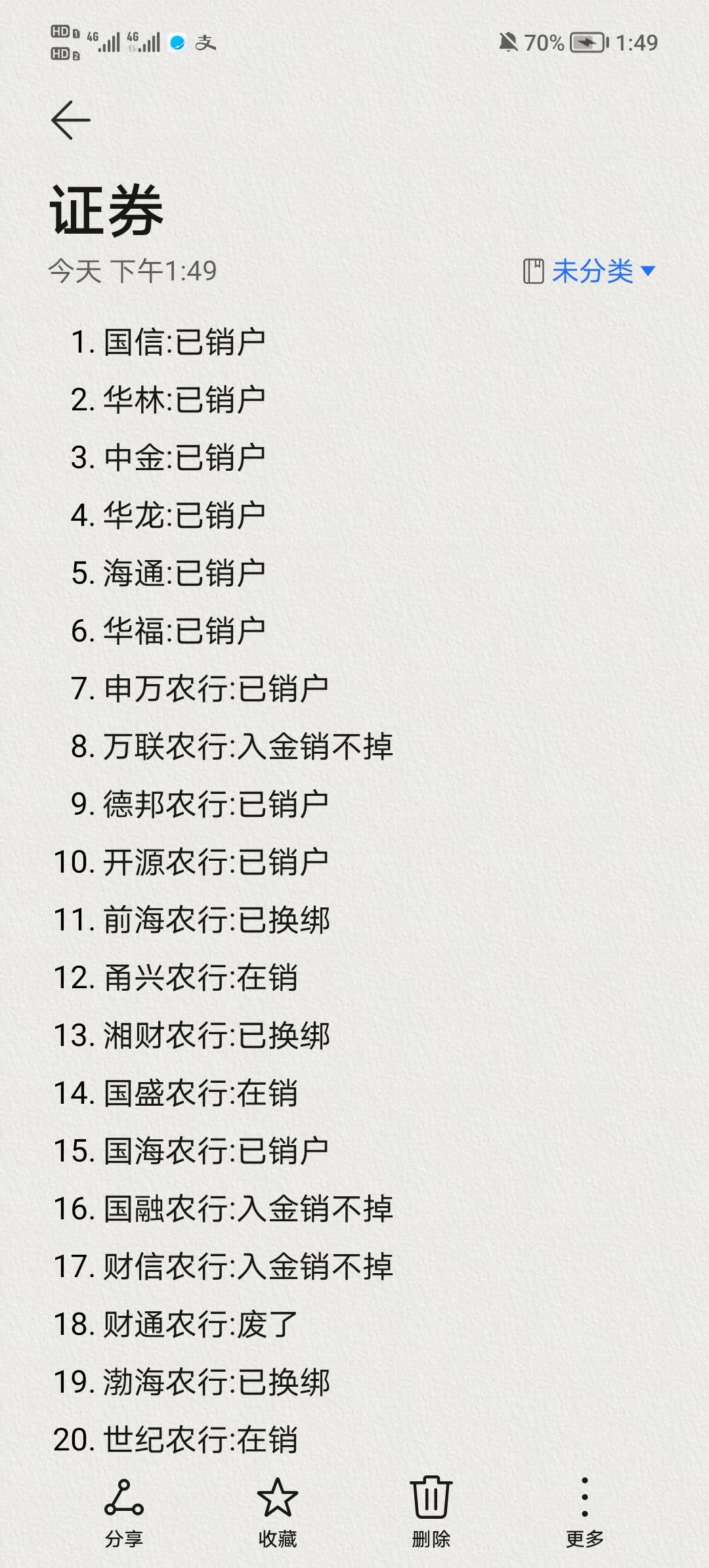 老哥们销不了的就换绑处理了农行存管30多个证券


35 / 作者:ㅤㅤㅤㅤ1 / 